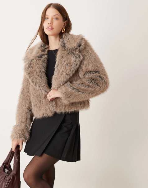 New Look - Giacca taglio corto marrone in pelliccia sintetiche - view 1