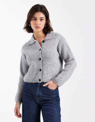 Gilet boutonné à col - Gris 44