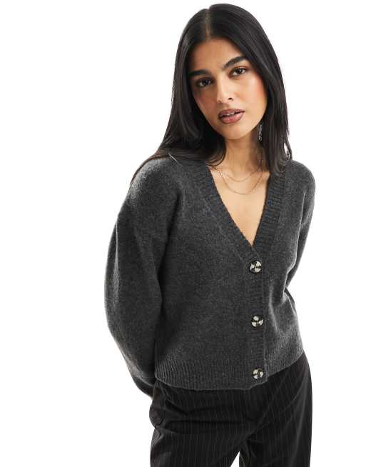 New Look - Gilet boutonné - Gris foncé