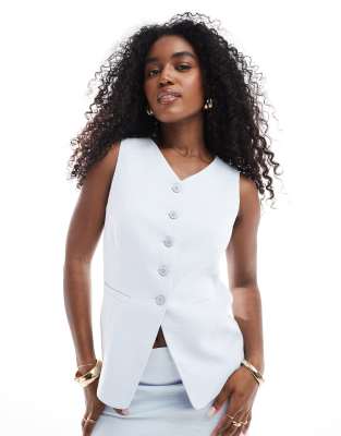 Gilet de costume d'ensemble en bouclé - Bleu 38