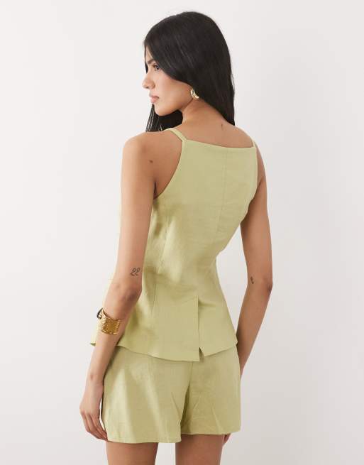 New Look - Gilet de tailleur d'ensemble à bretelles fines - Vert clair, 4 de 4