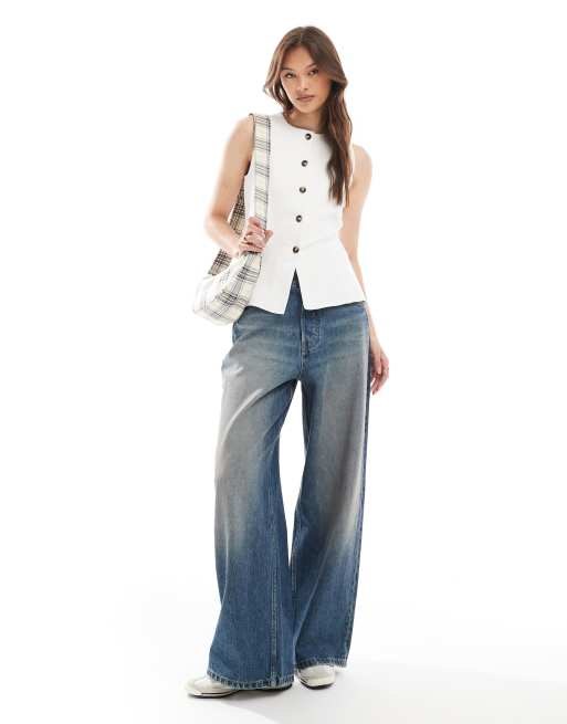 New Look - Gilet girocollo bianco in jersey, 3 di 4