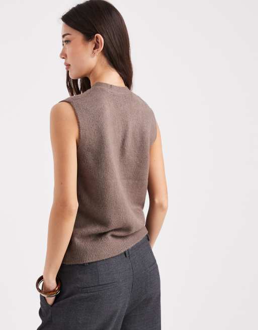 New Look - Gilet in maglia color visone con bottoni, 4 di 4