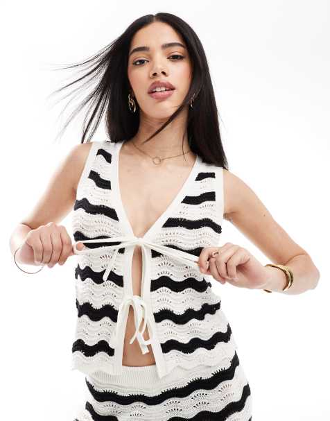 New Look - Gilet met golvende stiksels in zwart, deel van co-ord set - view 1