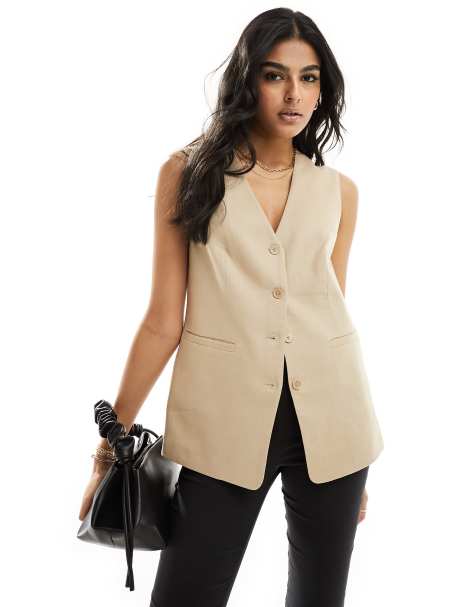 New Look - Gilet taglio lungo color pietra - view 1