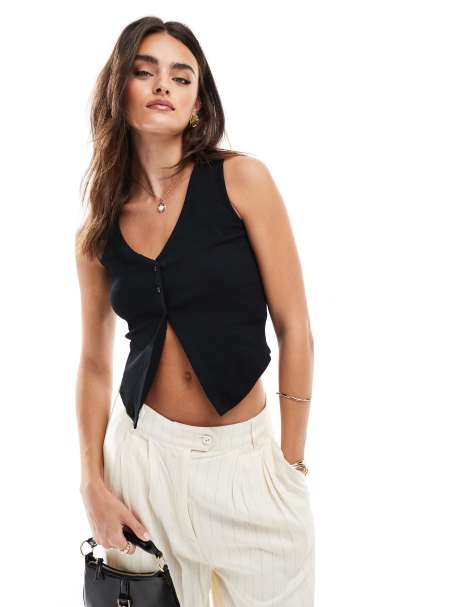 New Look - Gilet top in zwart - view 1