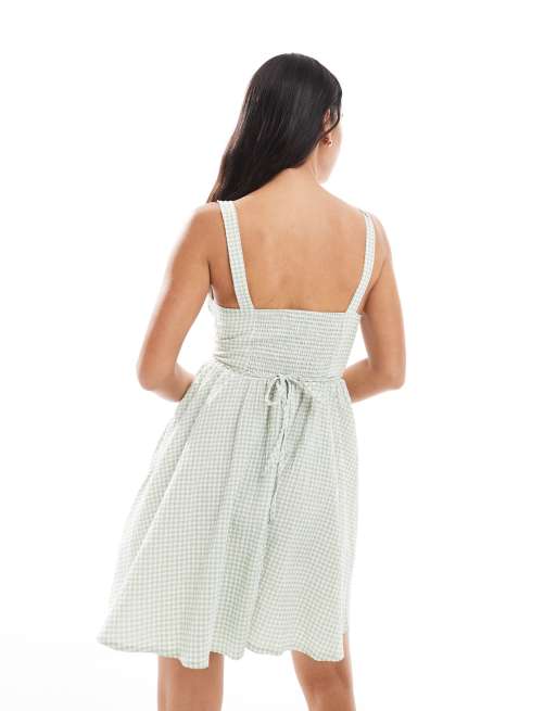 New Look gingham mini dress in green, 2 of 4