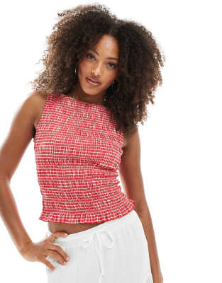 [New Look] New Look gingham shirred singlet in red 18 Red Pattern