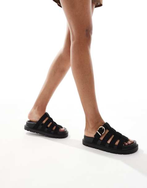 New Look gladiator chunky mule in black - view 1