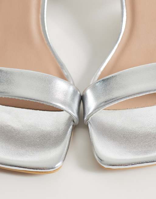 New Look - Glinsterende sandalen met blokhak in zilver, 3 van 4