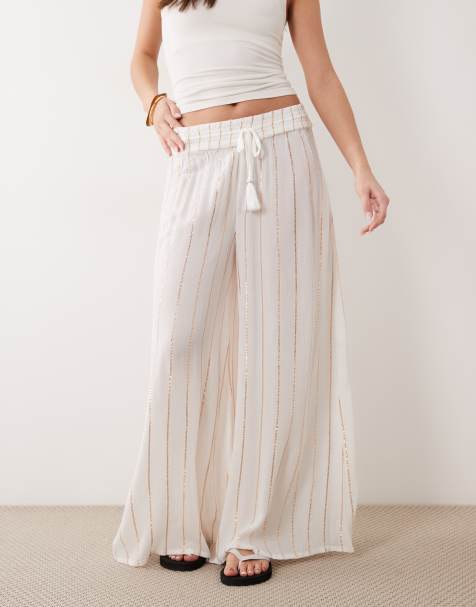 New Look - Glinsterende strandbroek met tie-dye in wit - view 1