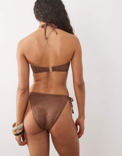 New Look glitter beaded bikini bottoms in brown, 4 of 4