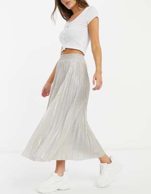 New Look glitter pleated midi skirt in 