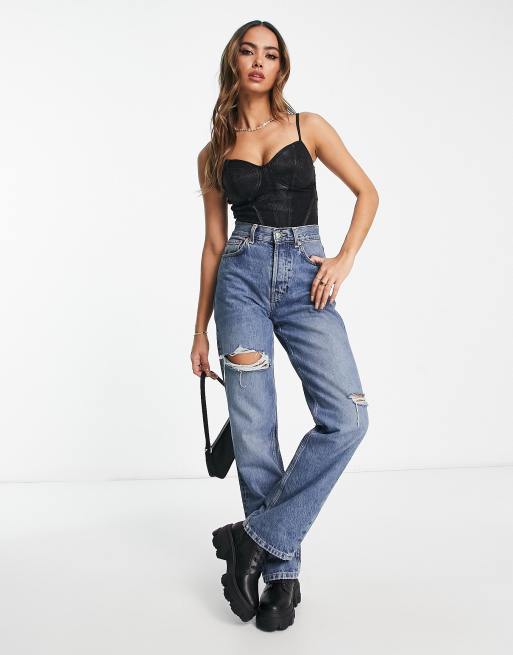 New Look – Glitzernder Body in Schwarz mit Korsettdetail, 4 von 4