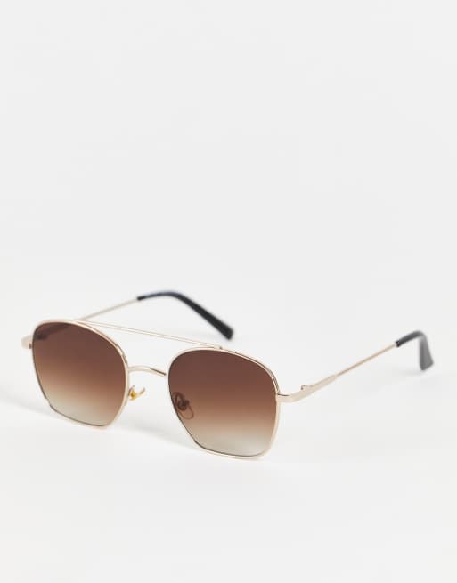 New Look gold frame aviator sunglasses with tinted lens ASOS