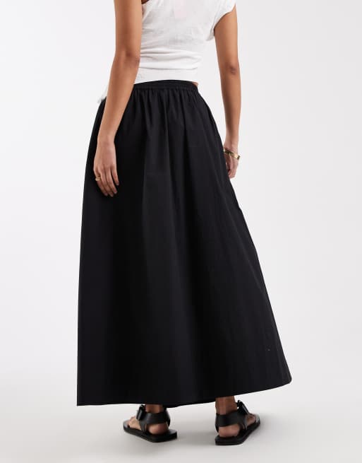 New Look - Gonna midi a ruota in popeline nera, 4 di 5