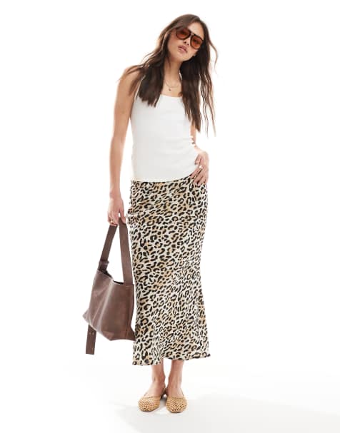 New Look - Gonna midi con stampa leopardata e taglio sbieco - view 1