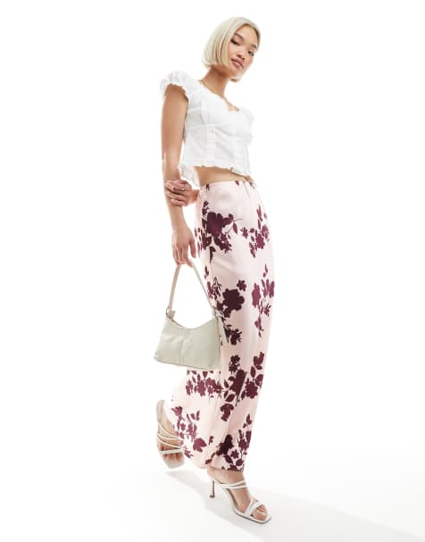 New Look - Gonna midi in raso rosa a fiori - view 1