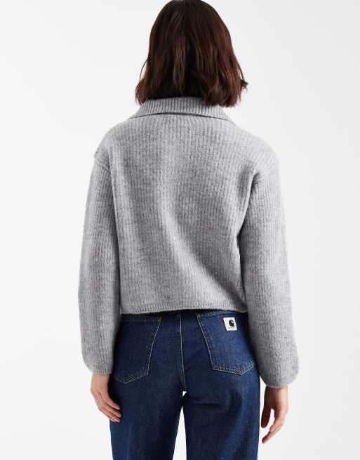 New Look - Grå cardigan med krave og knapper, 4 af 4