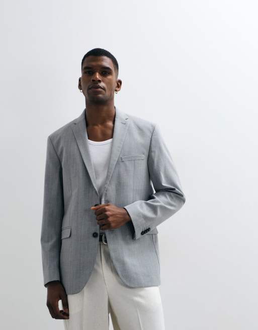 New Look - Grå elegant blazer med nålestriber, 4 af 5