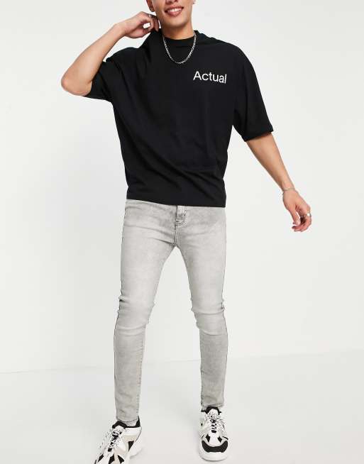 New Look — Grå jeans i syrevask med ekstra smal pasform