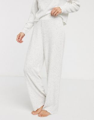 New Look – Grå ribbade pyjamasbyxor med rullfåll