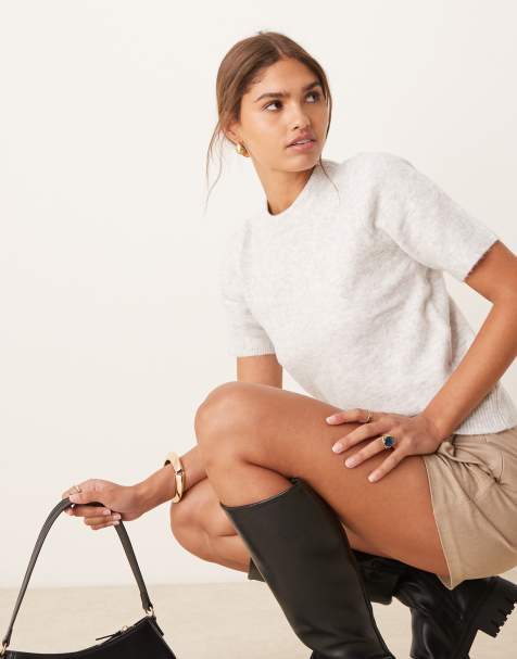 New Look – Grå, stickad t-shirt - view 1
