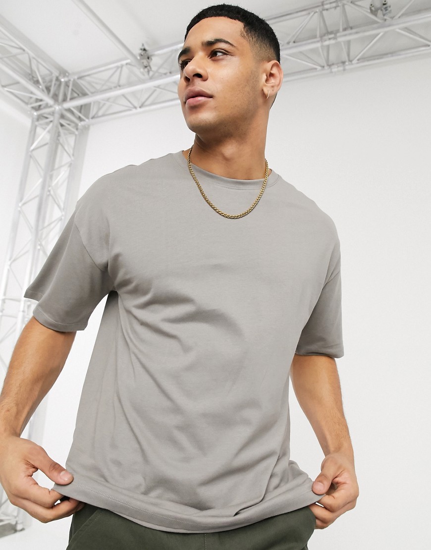 New Look – Grå t-shirt i oversize-modell