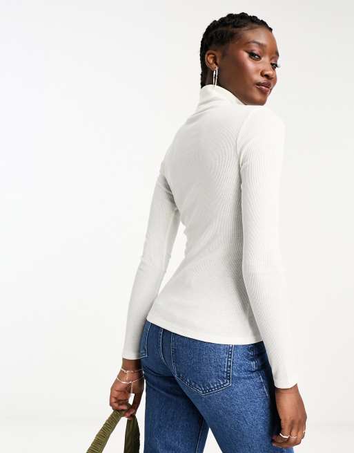 New Look – Gräddvit ribbad polotröja, 3 av 4