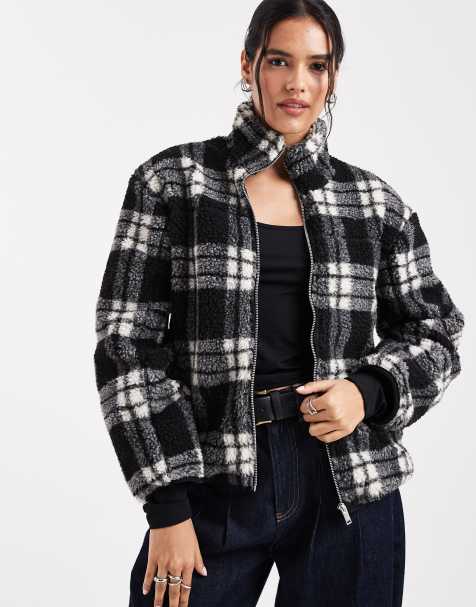 New Look – Gräddvit, rutig jacka i teddy - view 1