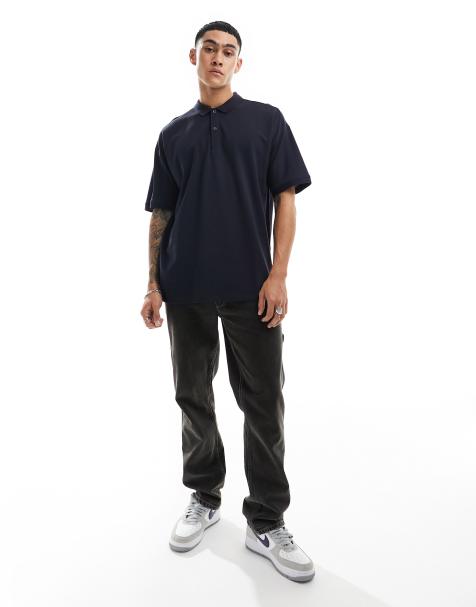 New Look – Granatowa koszulka polo oversize z piki - view 1