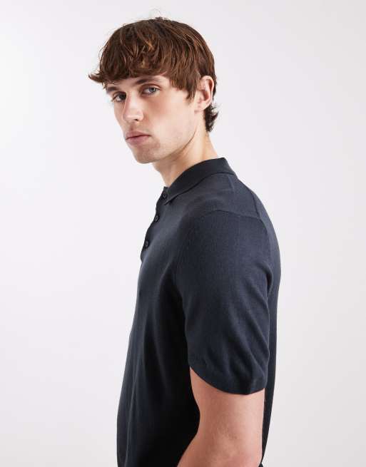 New Look – Granatowa koszulka polo z dzianiny, 4 z 5