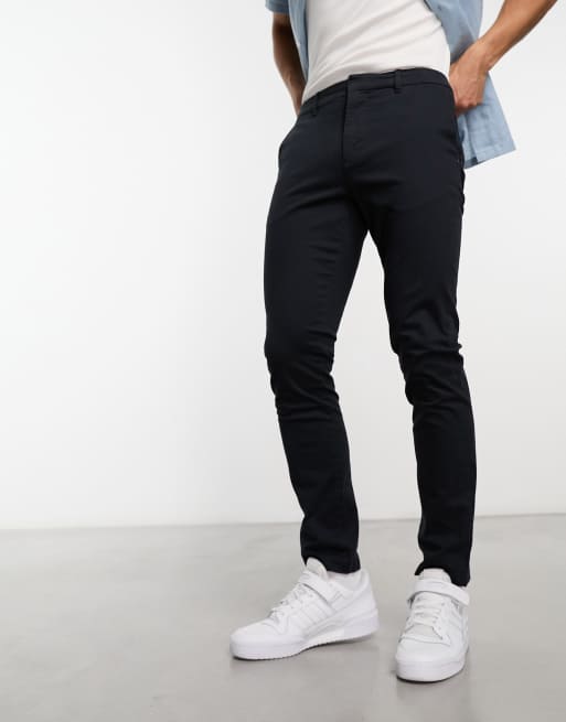 New Look - Granatowe dopasowane spodnie chino