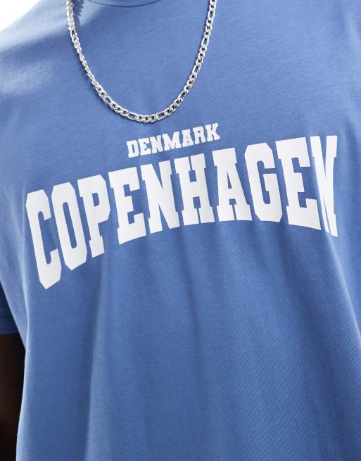 New Look – Granatowy T-shirt z napisem „Copenhagen“, 4 z 4