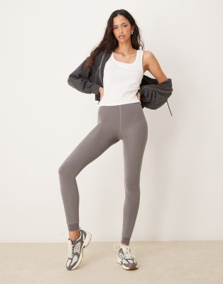 New Look - Graue Leggings mit Fleecefutter