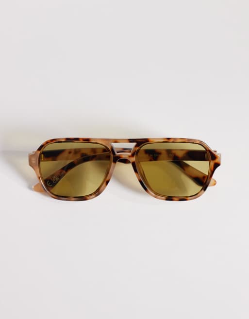 New Look green lens aviator sunglasses in brown, 3 of 3