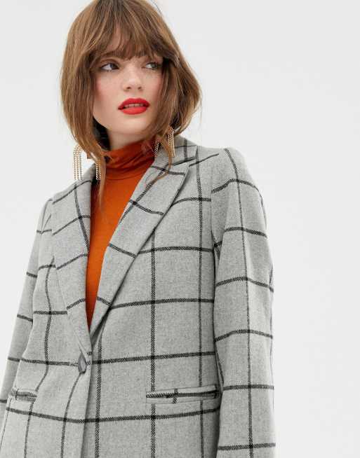 New look grid check coat sale