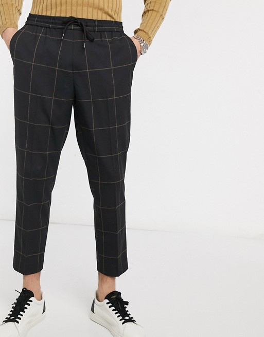 New Look grid check smart joggers in navy