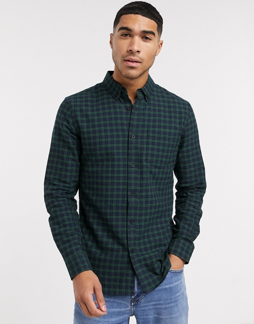 New Look – Grön rutig skjorta med lång ärm
