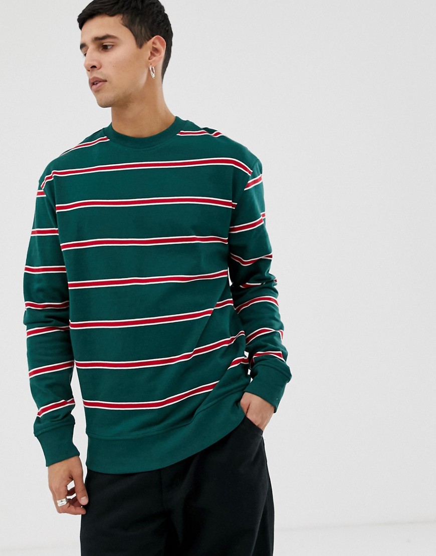 New Look – Grön sweatshirt med randdetalj