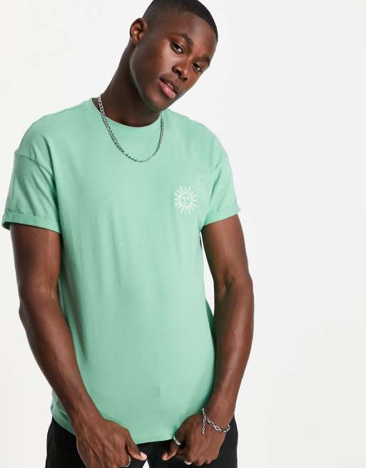 New Look – Grön t-shirt med broderad sol, 2 av 4