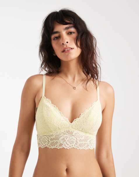 New Look – Gul, lång bralette i spets - view 1