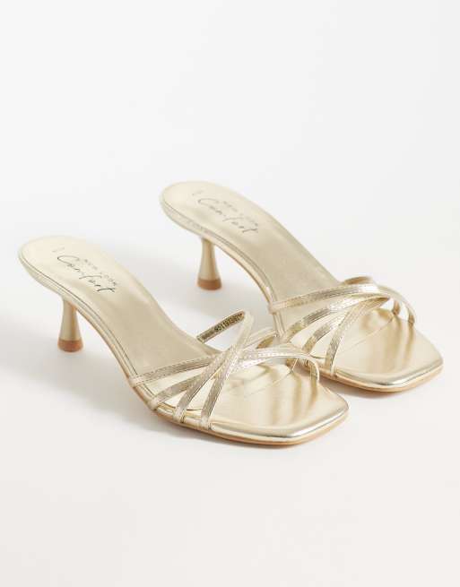 New Look - Guldfarvede mules med kitten-hæl, 2 af 4