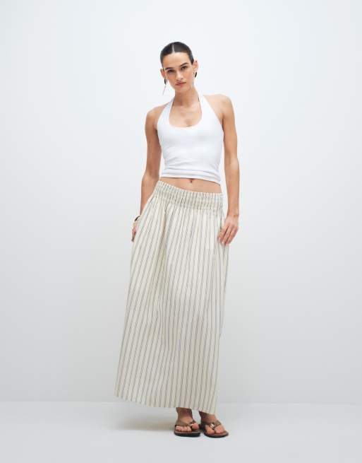 New Look – Gulrandig midikjol i poplin , 2 av 12