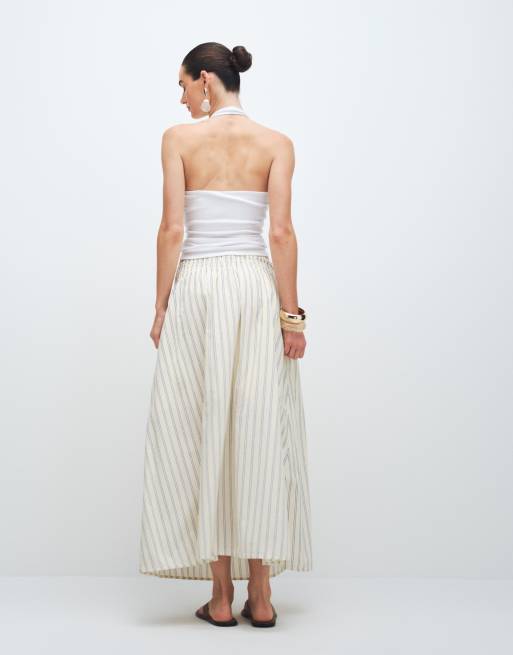 New Look – Gulrandig midikjol i poplin , 4 av 12