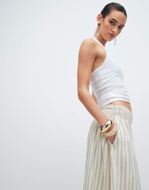 New Look – Gulrandig midikjol i poplin , 5 av 12