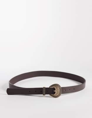 New Look - Gürtel in Braun mit Westernschnalle-Brown