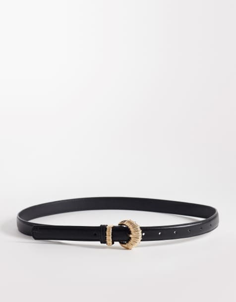 New Look – Gürtel in Schwarz mit runder Schnalle - view 1