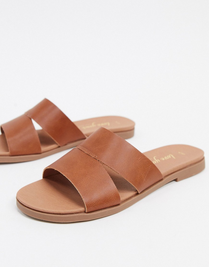 New Look - gyldenbrune flade mule-sandaler-Tan
