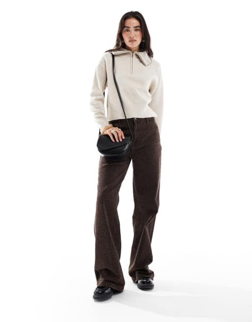 New Look half zip collar jumper in cream, 3 of 4
